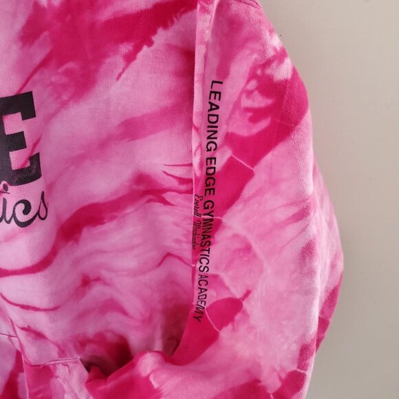 Womens Pink Tie Dye Hoodie Sweatshirt M Love Gymnastics Boho Hippie Athleisure - Picture 6 of 13